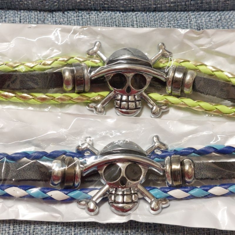 航海王 海賊王 骷髏 手鍊 手環 編織 扣環 造型 卡通 動漫 魯夫 綠色 藍色