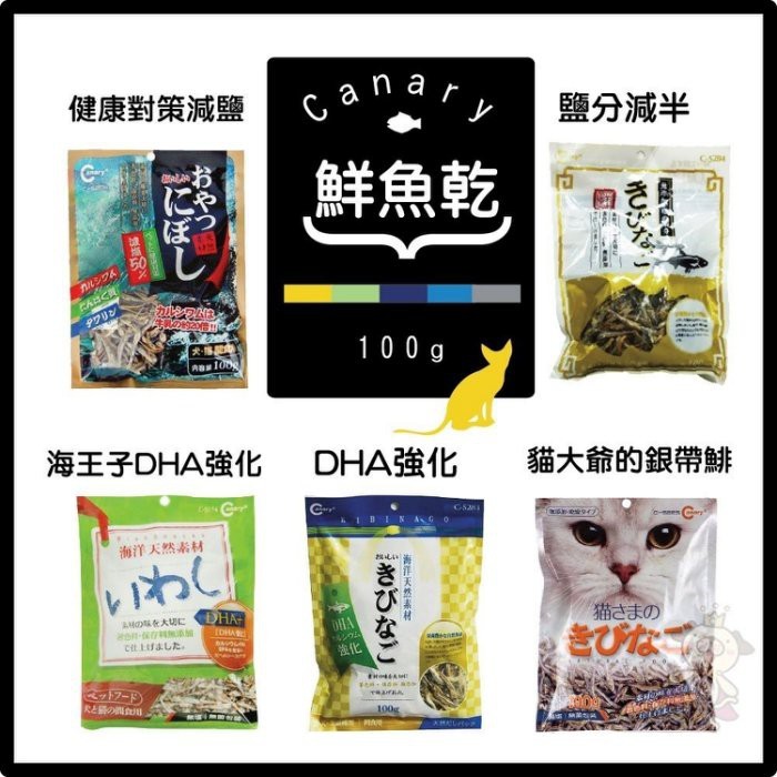 台灣海味 Canary 減鹽鮮丁香魚干 DHA 強化丁香魚100g【5包組】 ♡犬貓大集合♥️