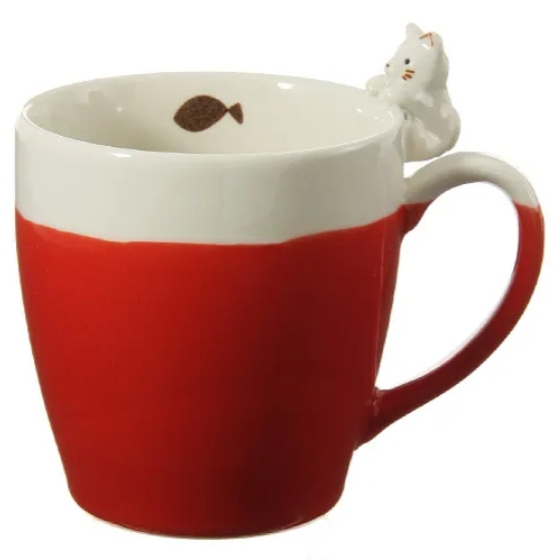 【預購】日本製貓咪抓魚立體造型馬克杯 水杯 杯子 咖啡杯 牛奶杯 陶瓷杯 貓奴 早餐杯 陶瓷馬克杯