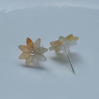 嗨，寶貝銀飾珠寶* 翡翠飾品☆925純銀 保證天然緬甸玉A貨 造形設計款 花卉 雪花 冰種黃翡 蜜糖黃翡翠耳釘 耳環22