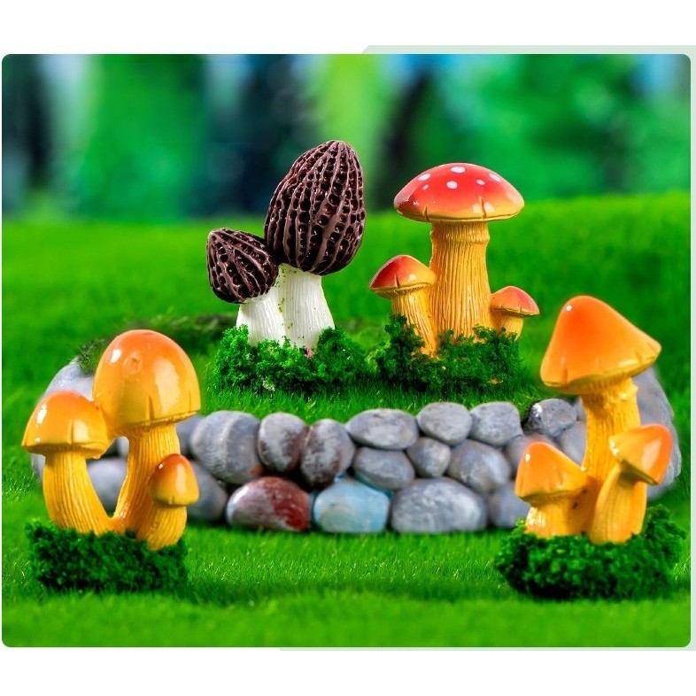【微景小舖】微景觀 草叢上的蘑菇 蘑菇 香菇 彩色蘑菇 菇 多肉 盆栽裝飾 微縮模型 苔蘚生態瓶 DIY組盆 手作材料