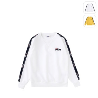 【FILA】KIDS 孩童款 運動長袖圓領上衣-白色 1TEW-8454-WT