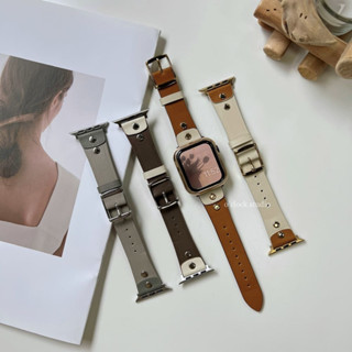 【O'CLOCK STUDIO】質感撞色拼接 Apple Watch 真皮錶帶 ｜Apple watch 真皮錶帶