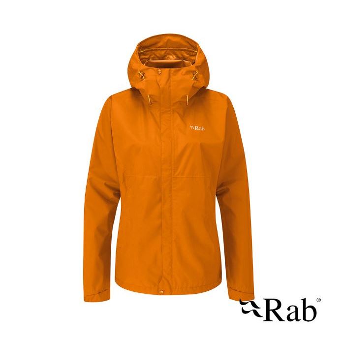 Rab Downpour Eco Jacket 女 輕量防風防水連帽外套 橙橘 QWG-83 休閒外套【陽昇戶外用品】