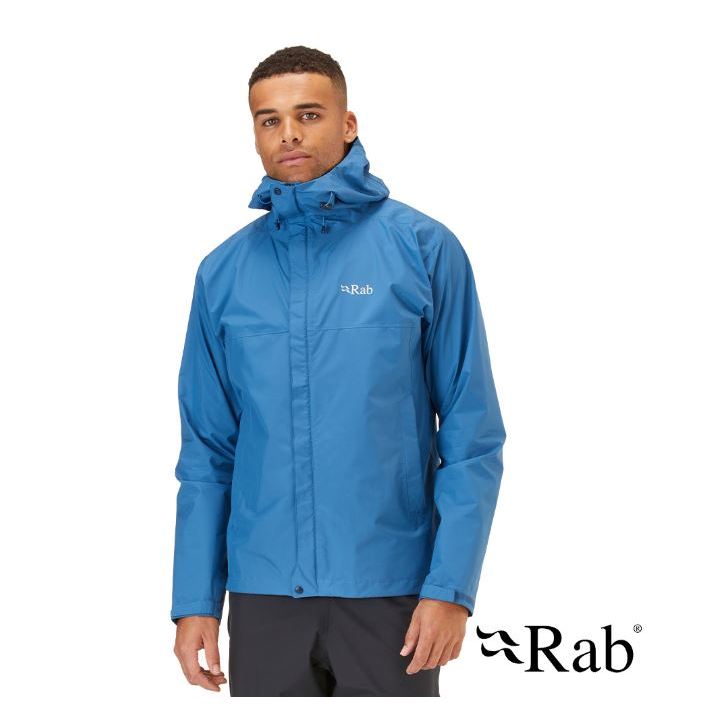 Rab Downpour Eco Jacket 男 輕量防風防水連帽外套 丹寧藍 QWG-82 休閒外套【陽昇戶外用品】