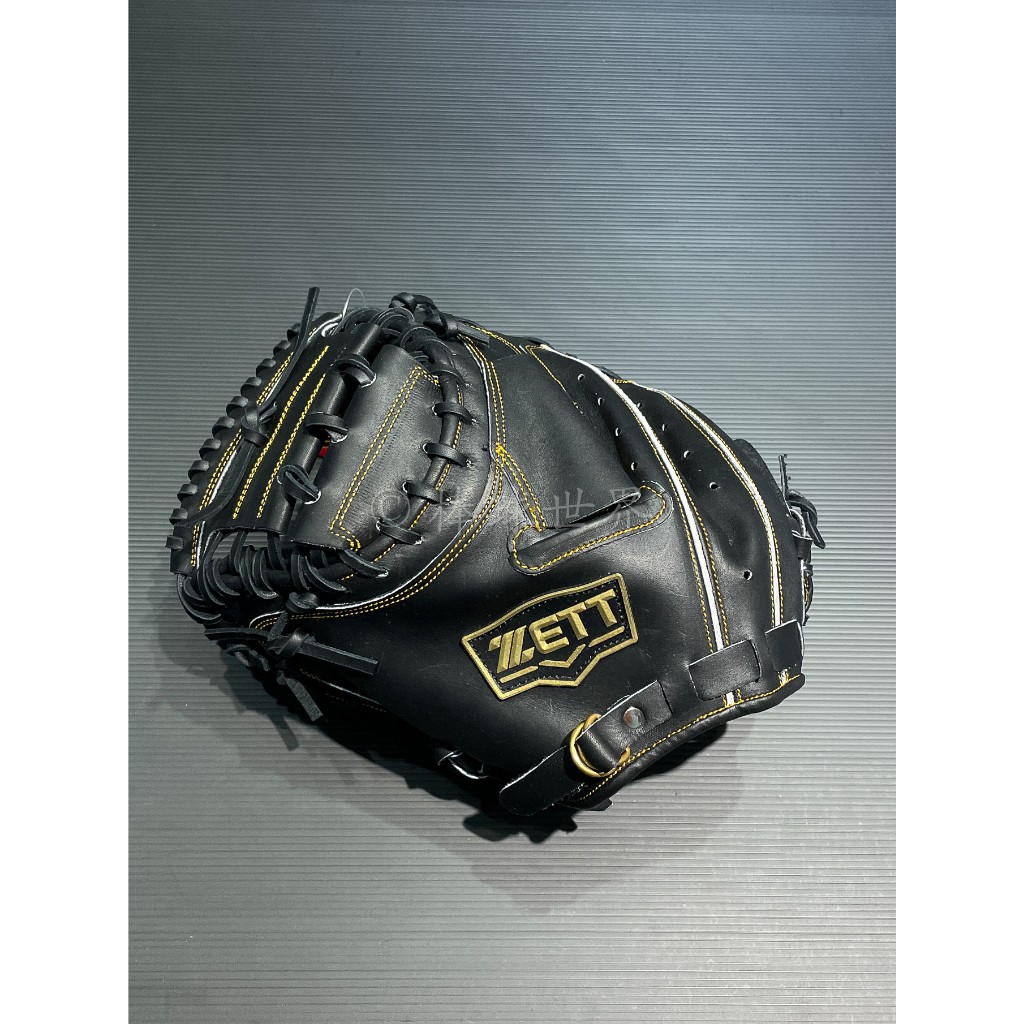 棒球世界ZETT A級硬式牛皮 棒球捕手手套特價 本壘版標黑色反手用
