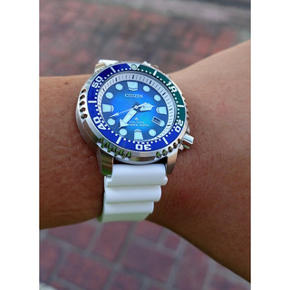 22mm 高質感透氣蛇腹式矽膠錶帶替代原廠貨citizen星晨seiko精工diver潛水錶適用sbbn 鮪魚罐頭∼白色
