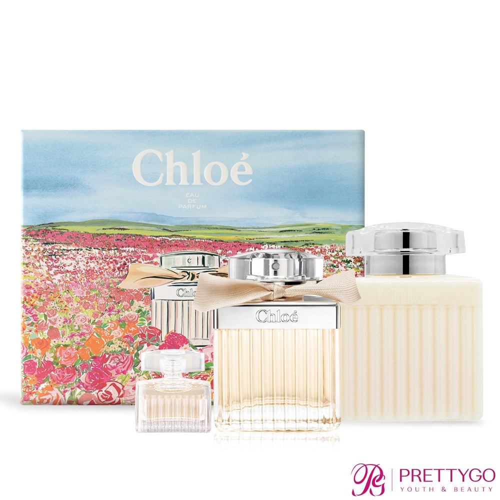 Chloe' 春遊花漾同名典藏禮盒(同名女性淡香精75ml+身體乳100ml+隨行香氛5ml)-香水公司貨【美麗購】