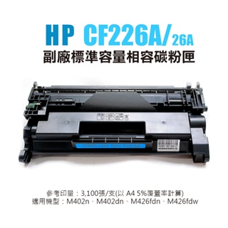 HP CF226A 副廠標準容量相容碳粉匣(26A)｜適 M402n、M402dn、M426fdn、M426fdw