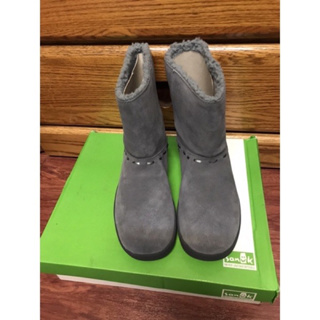 （全新）品牌Sanuk灰色絨布短靴