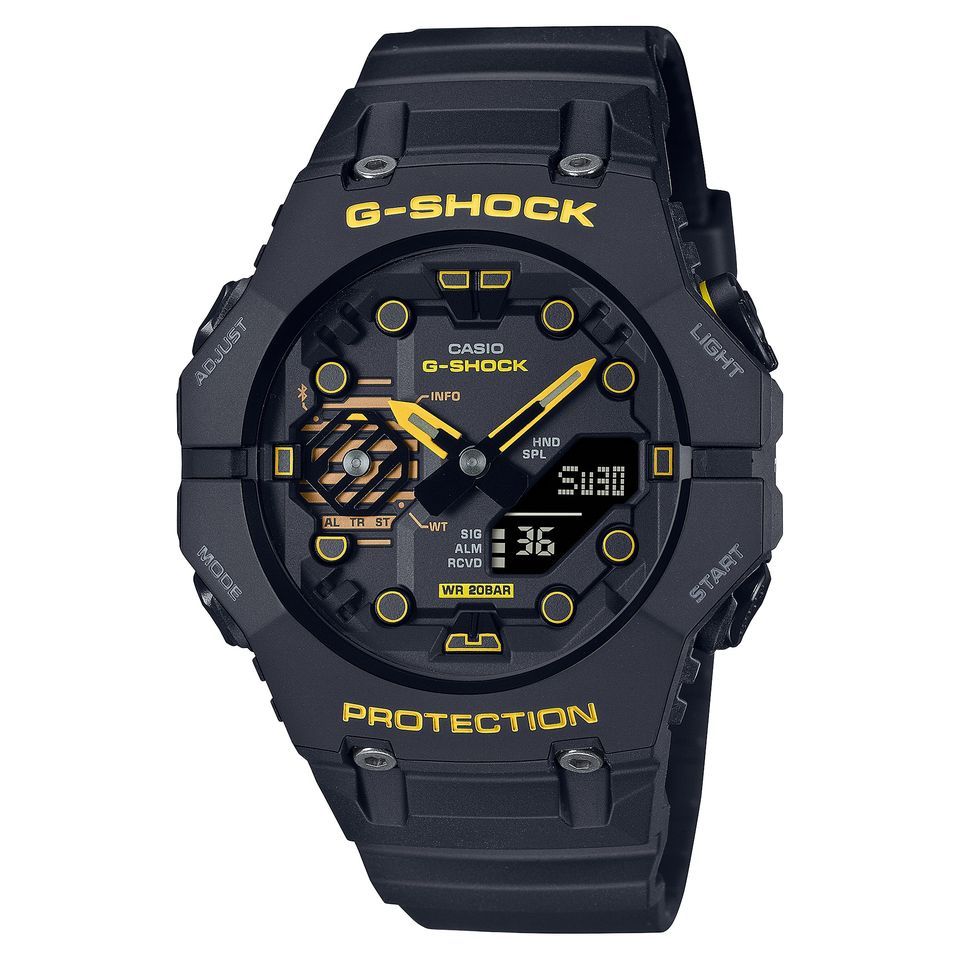 【CASIO】G-SHOCK 潮流黑黃撞色 智慧藍芽雙顯電子錶 GA-B001CY-1A 台灣卡西歐公司貨 保固一年