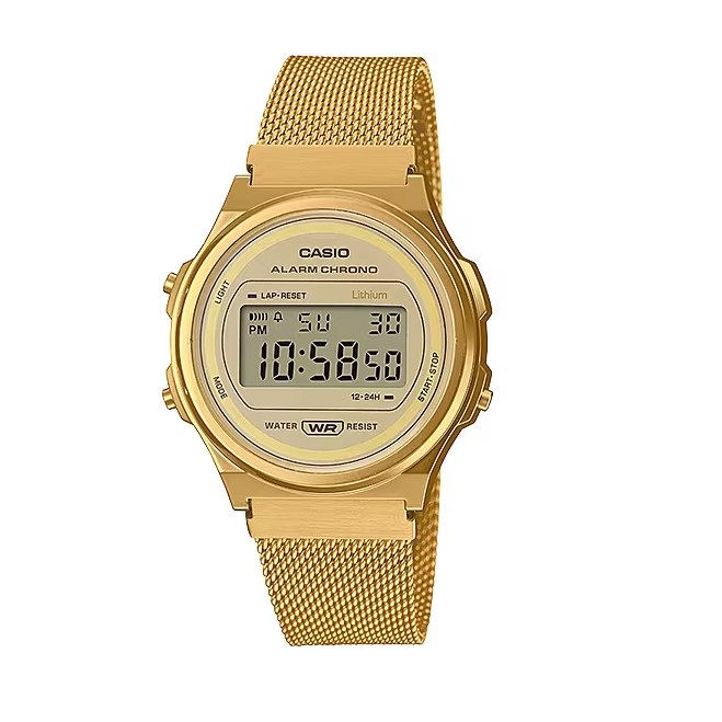 【CASIO 卡西歐】復古懷舊圓形電子錶 A171WEMG-9A 37.7mm 現代鐘錶