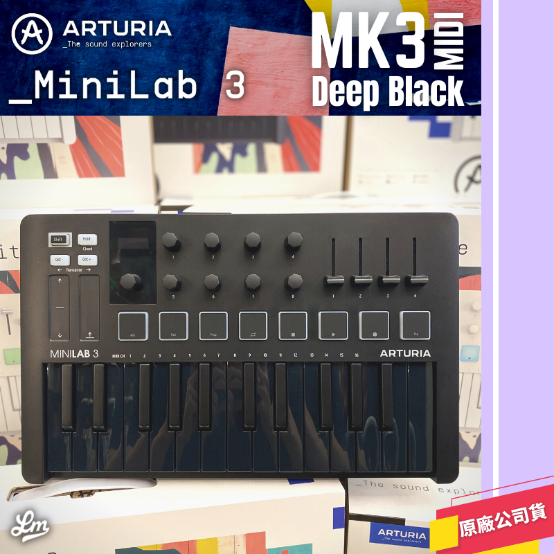 【LIKE MUSIC】限量黑 Arturia MiniLab3 MK3 Midi 主控鍵盤 控制器 25鍵 深黑