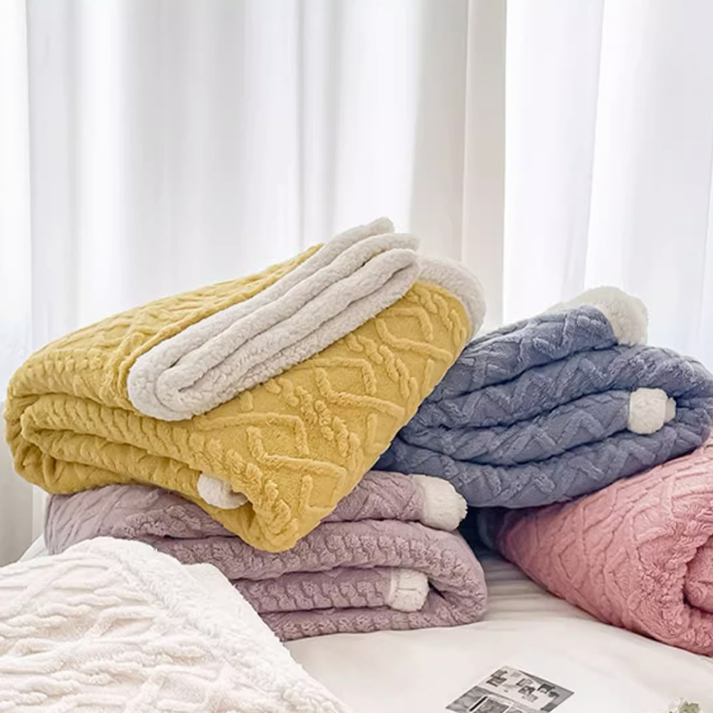 【iHOMI 愛好眠】韓系慵懶風 麻花編織感 X 牛奶絨 雙層加厚被毯 多款任選 素色毯 毛毯 毯子 法蘭絨 厚毯