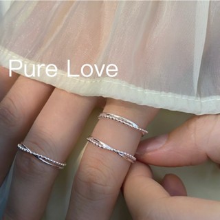 Pure Love樂芙 /正韓 【R0719】韓系簡約S925純銀幾何線條交錯小圓珠開口戒指 /銀
