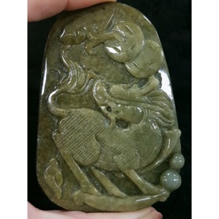 天然緬甸玉A貨翡翠招財鎮宅麒麟神獸擺件 吊飾