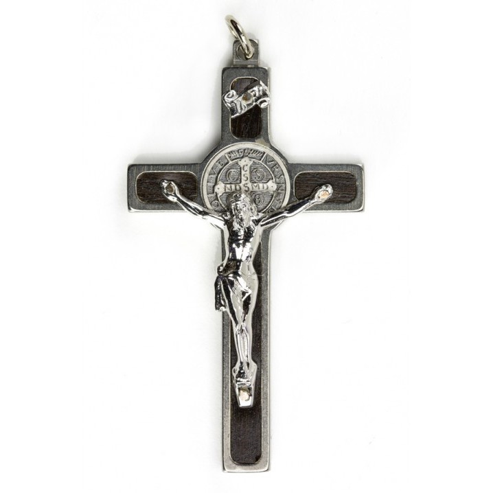 聖本篤純銀鋼十字架 (梵蒂岡代購款)