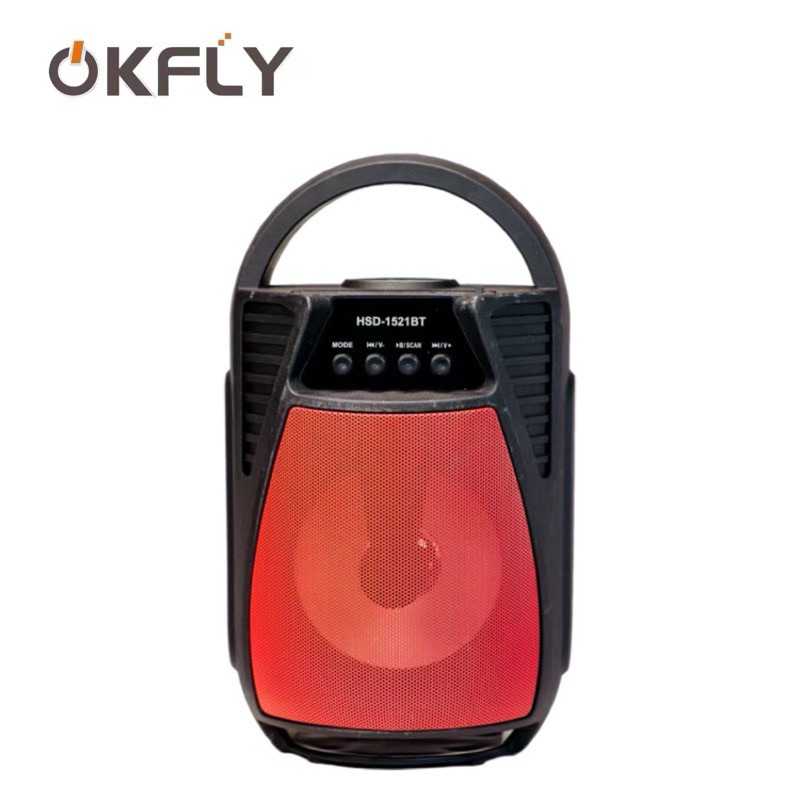 OKFLY HSD-1521BT音響4寸音箱LED七彩燈光卡拉OK戶外廣場跳舞便攜式喇叭