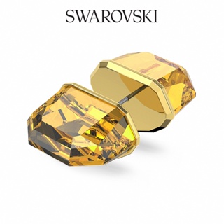 SWAROVSKI 施華洛世奇 透明耳環 單面，黃色，鍍金色調
