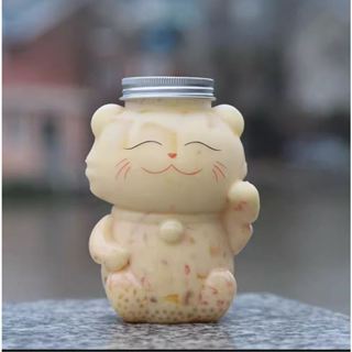 臺灣現貨 貓咪飲料瓶 500ML 可刷卡 奶茶飲料瓶 奶茶瓶 果汁瓶 食品PET材質 飲料杯 園遊會吸睛飲料 招財貓