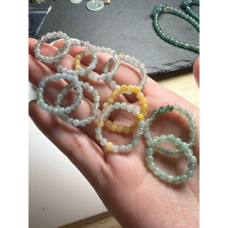 天然翡翠A貨緬甸玉冰種小圓珠指環戒指