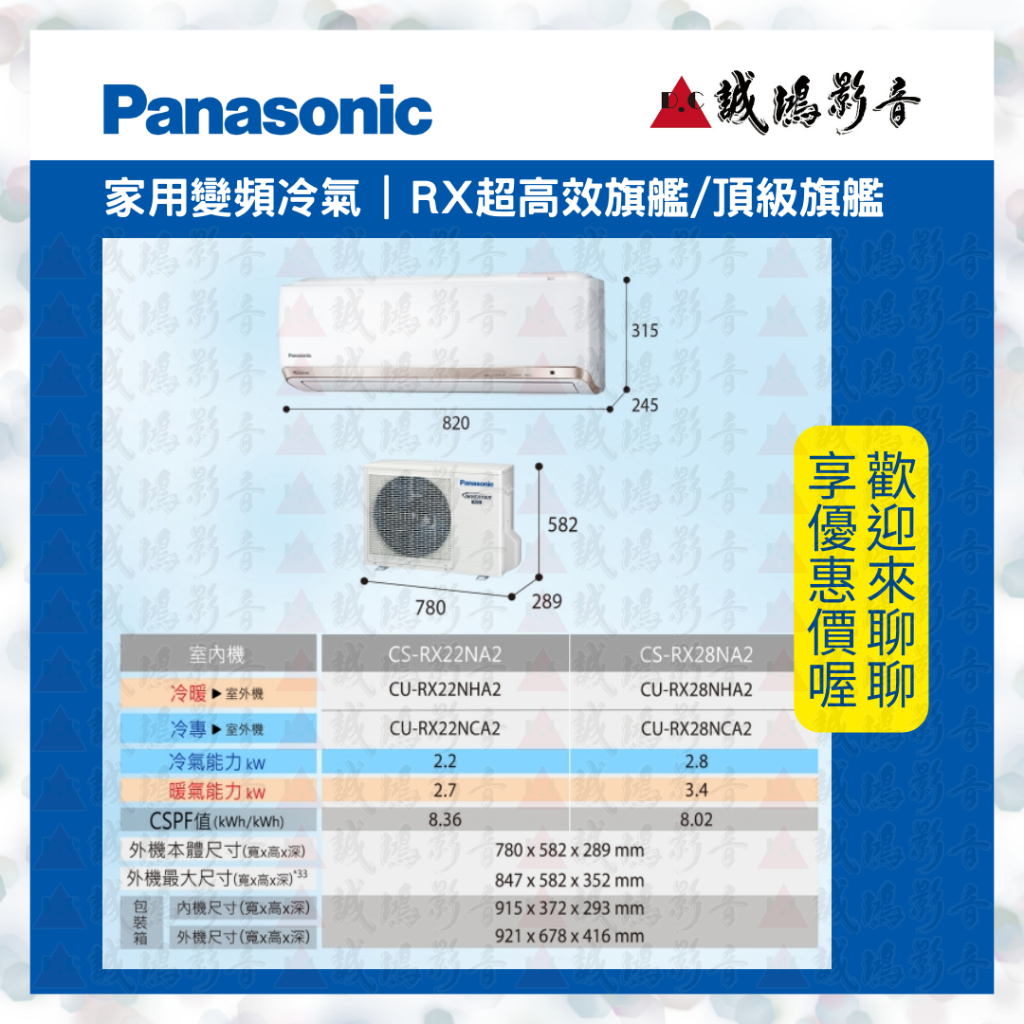 Panasonic國際牌家用冷氣目錄 RX頂級旗艦冷暖變頻CS-RX125NA2/CU-RX125NHA2~12.5kW