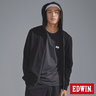 EDWIN 經典刺繡小標休閒連帽拉鍊外套(黑色)-男款