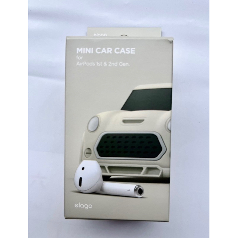 全新-elago::迷你汽車Mini Car Airpods耳機保護殼-經典白 #附鑰匙圈#適用Airpods 1&amp;2