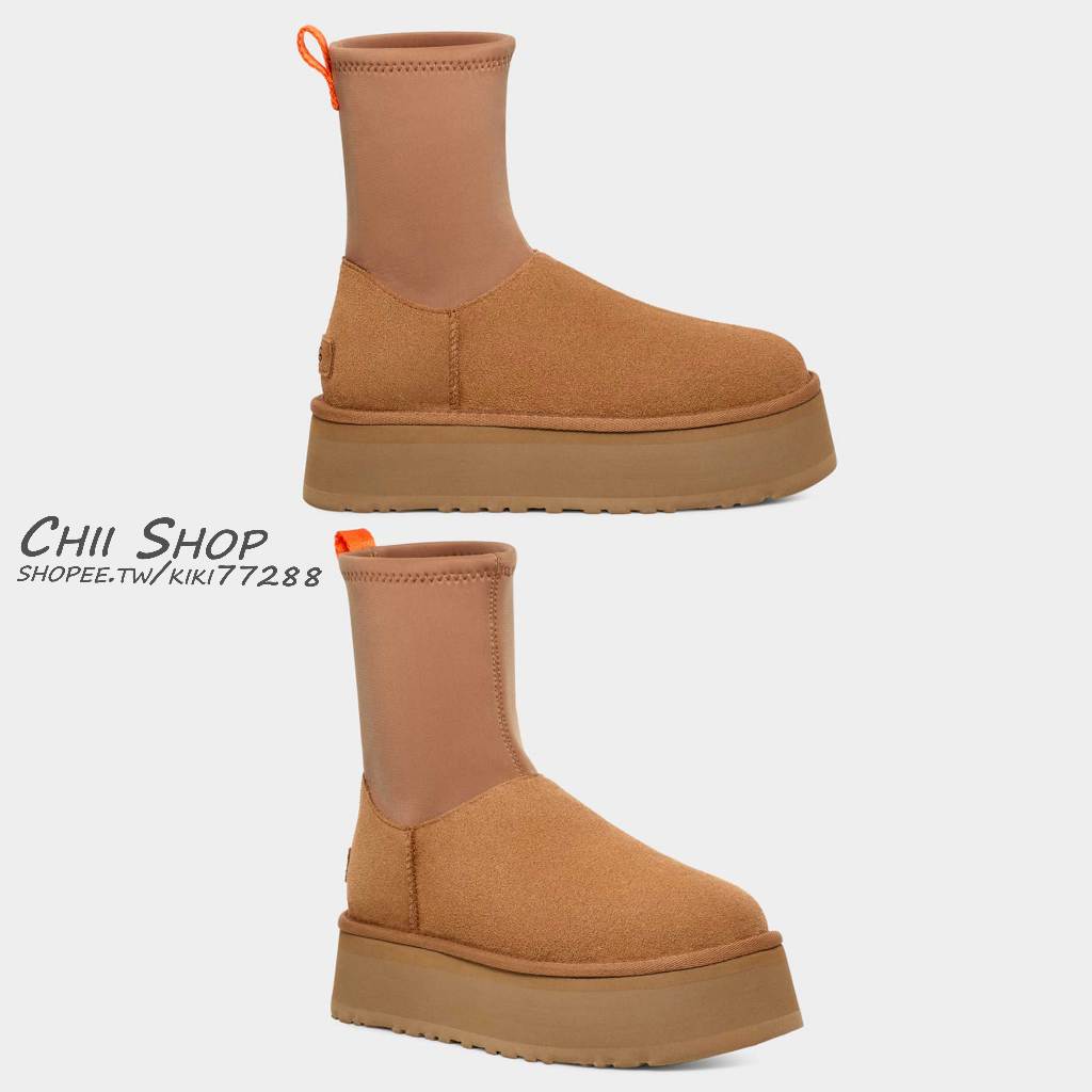 【CHII】UGG Classic Dipper 厚底 彈性 拉鍊 短靴 雪靴 焦糖棕