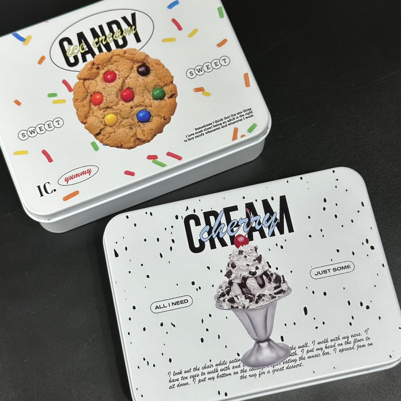 ！現貨！🤎曲奇冰淇淋收納鐵盒｜鐵盒 文具 手帳 收納 出卡 美式 復古 曲奇 餅乾 冰淇淋 可愛