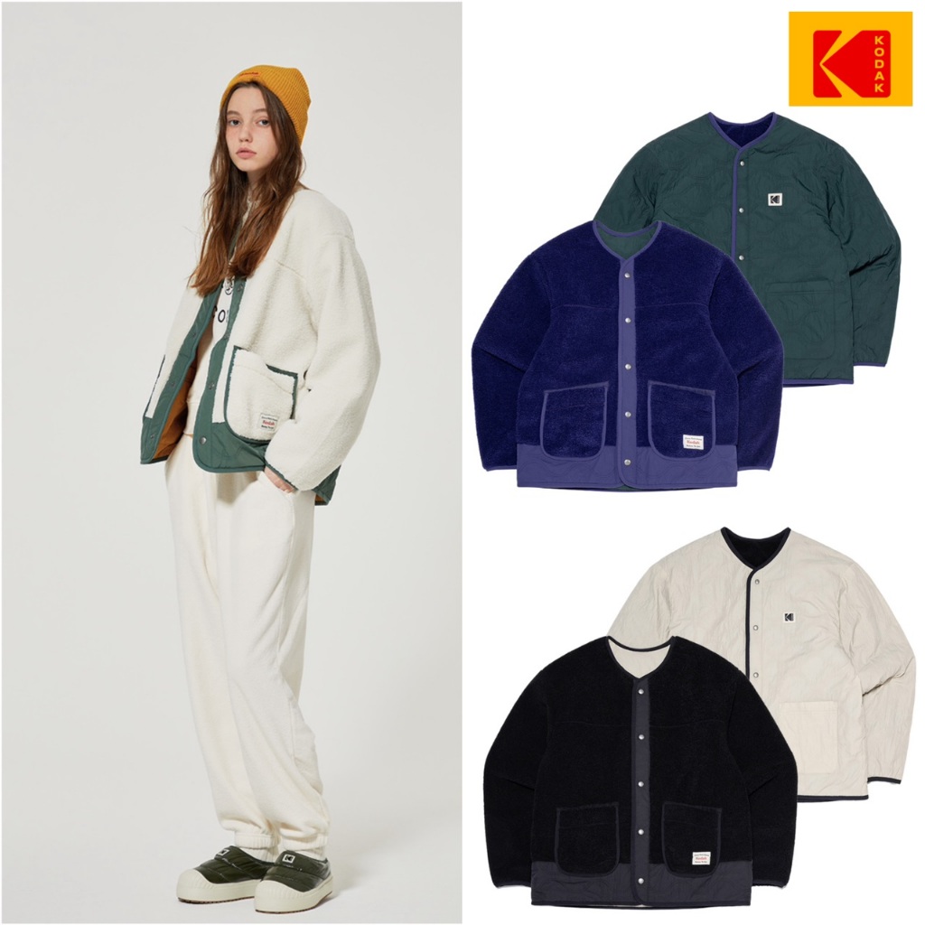 韓國官方限定柯達 Kodak 23秋冬新款 男女裝 Brownie系列 雙面穿抓絨外套 保暖抓絨外套