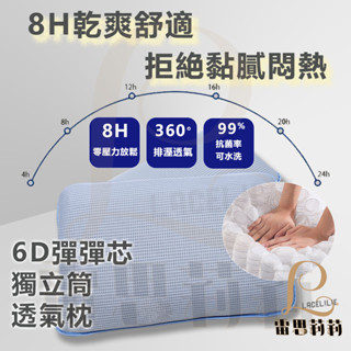 【雷思莉莉】『現貨』臺灣製 6D彈彈芯獨立筒透氣枕 (附收納袋) ⭕可水(機)洗 ⭕360°排溼透氣 防蟎抗菌