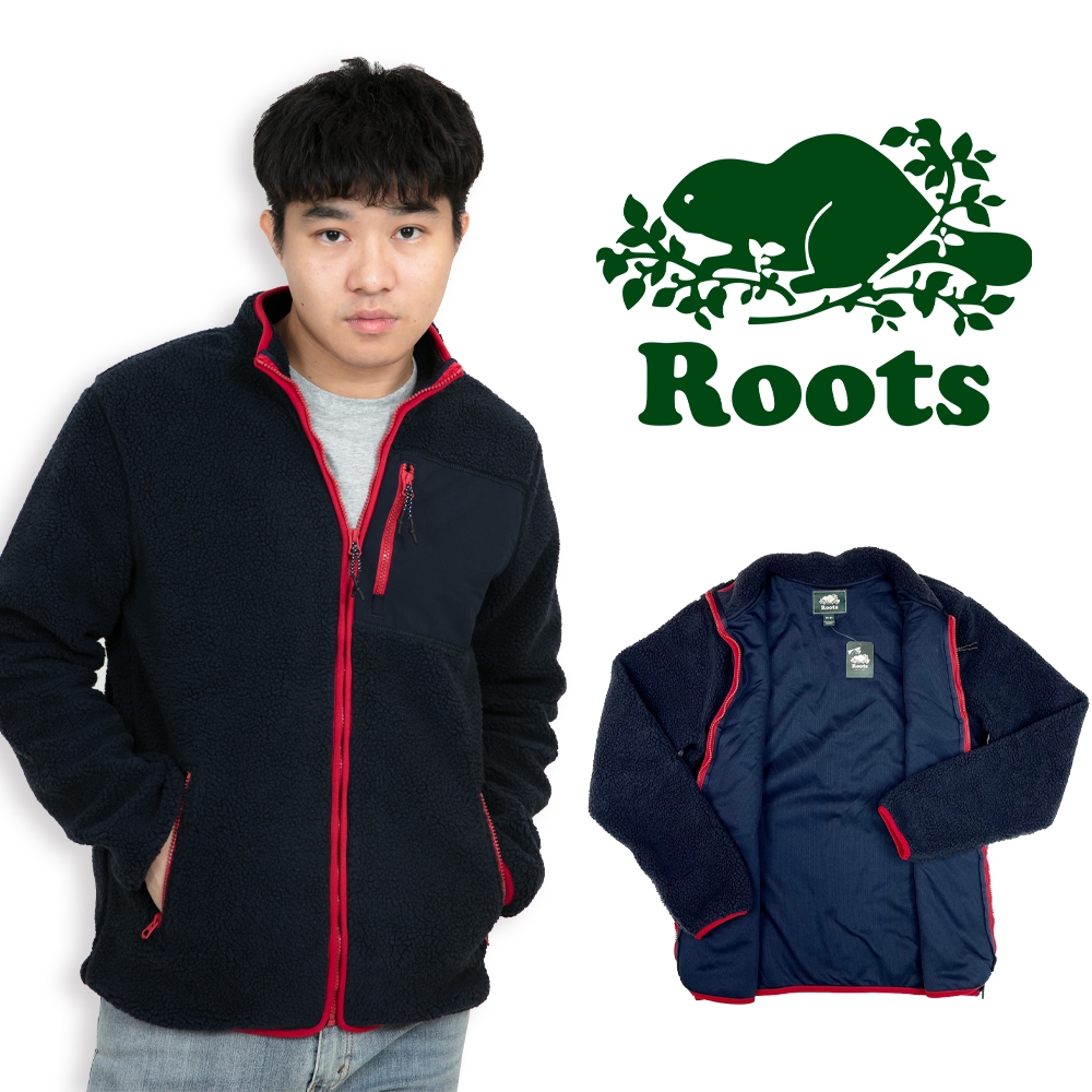 出清  ROOTS 男版 熊寶寶外套 毛絨 外套 深藍/紅 透氣  絨毛 海貍 無帽 男女皆可 #7869