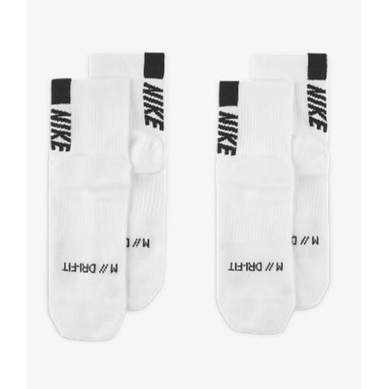 【全新現貨】【兩雙合售】NIKE Multiplier DRY 白色 中筒襪 籃球襪 M號 SX7557-100