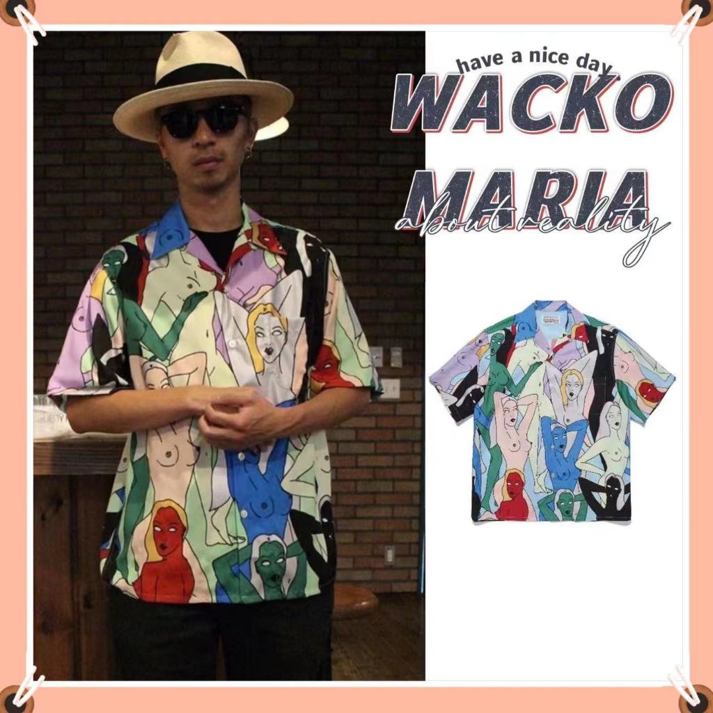 【買一贈一】WACKO MARIA天國東京 人體藝術 夏威夷襯衫 夏季花襯衫 插畫襯衫 日系襯衫 古巴領襯衫 短袖襯衫