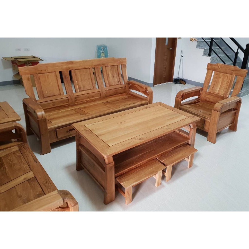 [ 阿 派 傢 俱 ]100%印尼老柚木全柚木彎扶手木製沙發組椅(不含坐墊.靠墊)市價$120000,批發價$63000