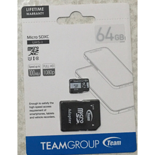 Team 十銓 64GB 64G 64gb 64g microSDXC UHS-I U1 記憶卡 100MB/s(含轉卡