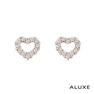 ALUXE 亞立詩 10K金 鑽石耳環 鏤空愛心 心形 EE0117