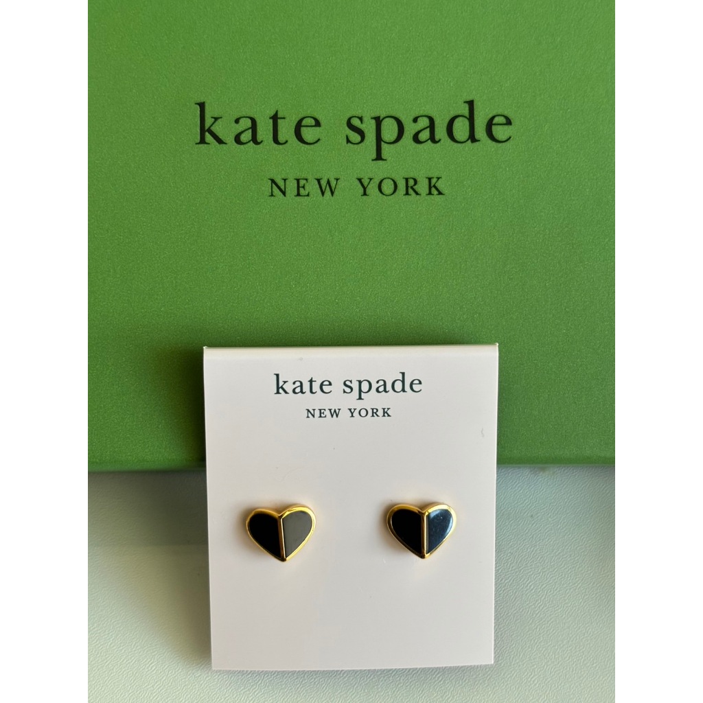 Kate Spade NEW YORK 黑色立體愛心耳環