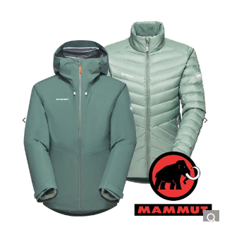 【MAMMUT 長毛象】Convey 3女兩件式GT羽絨外套『深玉石綠/玉石綠』1010-29060 戶外 露營 登山