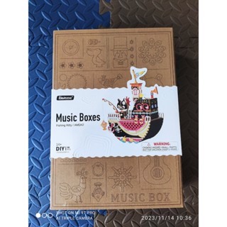 全新未拆 DIY木製音樂盒 - 釣魚貓 ROBOTIME Music Box Fishing Kitty