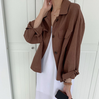 雅麗安娜 上衣 夾克 外套M-XL大口袋寬鬆夾克工裝上衣韓版棉麻空調茄克休閒外套DC09-8571.