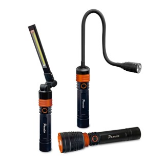 【Panrico 百利世】3合1多功能LED充電手電筒組 折疊工作燈 蛇管燈