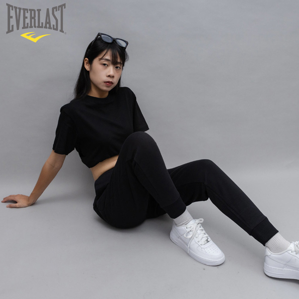 EVERLAST 長褲 黑 刺繡 縮口 休閒 棉長褲 女 4852170120