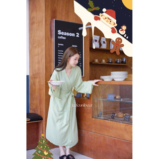 現貨🧇【抹茶華夫餅】家居服 睡袍 格紋 事後袍 慵懶睡袍