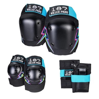 【187 Killer Pads 總代理正品】(單車/ 長板/ 滑板/ 直排輪/ 蛇板) - 護具六件組 (閃電)