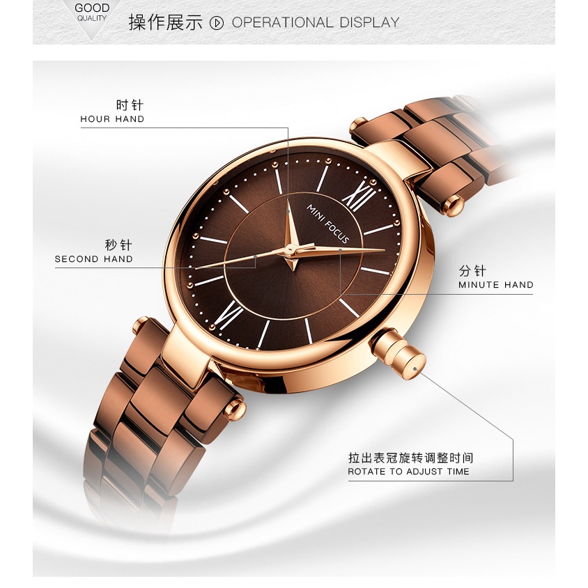 【送禮盒】MINI FOCUS  MF0189L 新款時尚鋼帶女錶 日本機芯 防水女士石英錶 女用手錶 防水錶