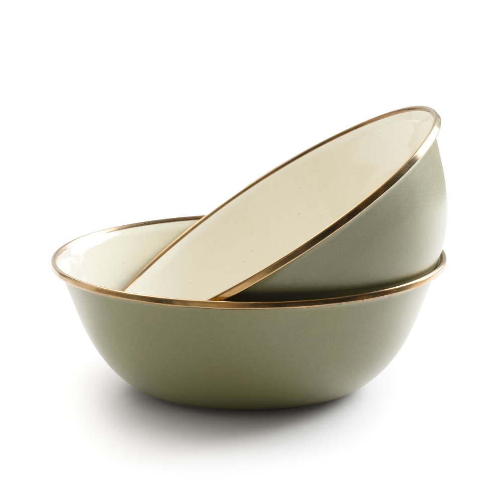 【兩入一組】Barebones CKW-1025 雙色琺瑯碗組 Enamel Bowl (6") / 黃褐綠