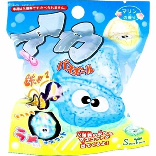 日本NOL 彈跳發光烏賊 / 可愛海洋動物 / 天婦羅造型 入浴球洗澡玩具