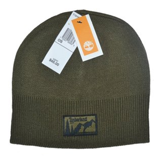 Timberland 純色針織毛帽 橄欖綠色 男女適合 輕質 保暖 景色貼片 T101683C